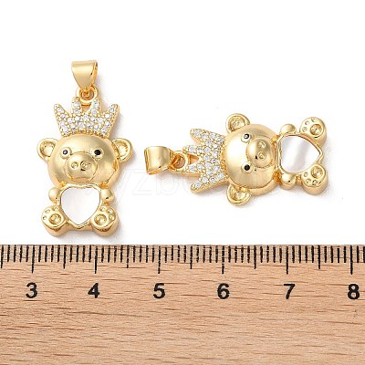 Brass Micro Pave Clear Cubic Zirconia Pendants KK-B083-40B-G-1