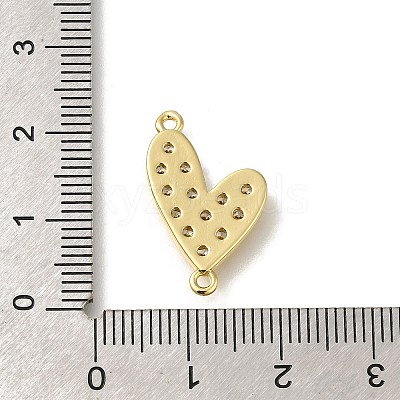 Rack Plating Brass Clear Cubic Zirconia Heart Connector Charms KK-Z086-05G-1