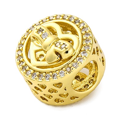 Brass Micro Pave Cubic Zirconia Heart European Beads KK-Z081-17-1