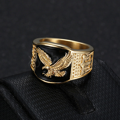 304 Stainless Steel and Enamel Finger Rings for Men FS-WG4515C-01-1