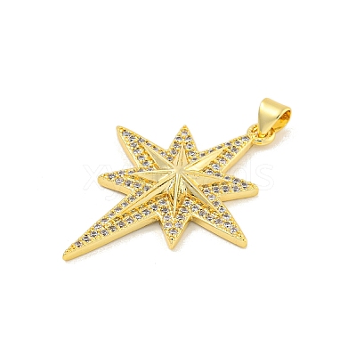 Rack Plating Brass Micro Pave Clear Cubic Zirconia Pendants KK-K341-72G-1