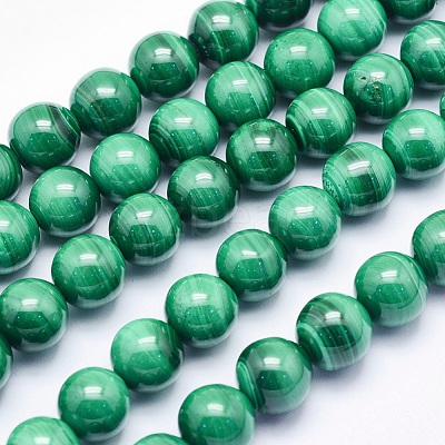 Natural Malachite Beads Strands G-O166-07A-10mm-1