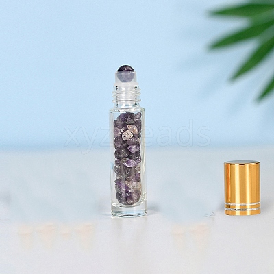 Natural Amethyst Roller Ball Bottles BOTT-PW0011-70C-01-1