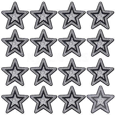 14Pcs Star Resin Rhinestone Cloth Iron On Sew On Patches DIY-CY0003-88-1