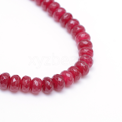 Faceted Rondelle Dyed Natural White Jade Bead Strands X-G-R343-6x8-07-1