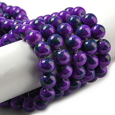 Baking Paint Round Glass Bead Strands DGLA-S084-8mm-64-1