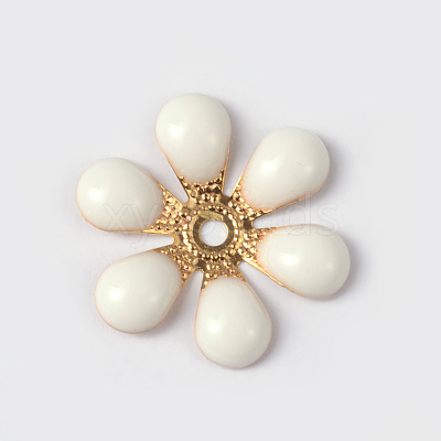 Flower Brass Enamel Beads LS-KK-K114-C01-G-1