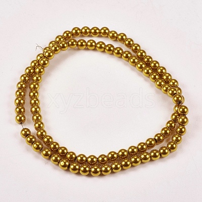 Electroplate Non-magnetic Synthetic Hematite Beads Strands G-J169A-4mm-04-1