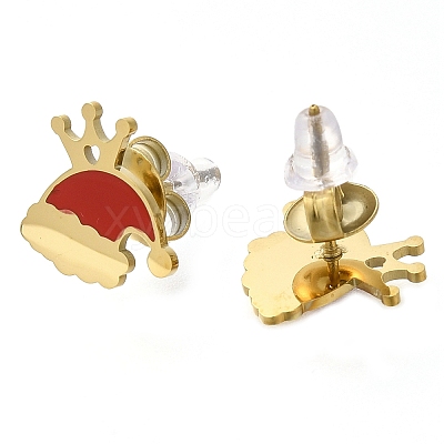 Ion Plating(IP) 304 Stainless Steel Enamel Stud Earrings EJEW-I316-03G-10-1