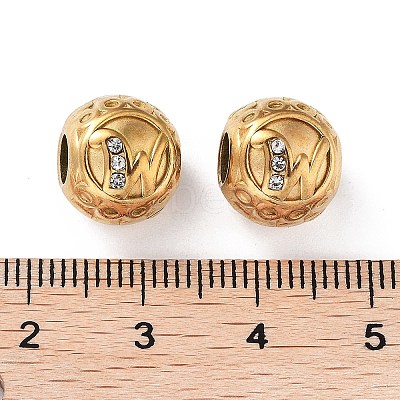Ion Plating(IP) 304 Stainless Steel Rhinestone European Beads STAS-A092-10W-G-1