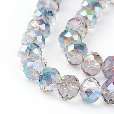 Electroplate Glass Faceted Rondelle Beads Strands EGLA-D020-10x8mm-15-1