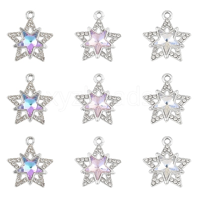 12Pcs 3 Colors Glass Pendants GLAA-YW0004-63B-1