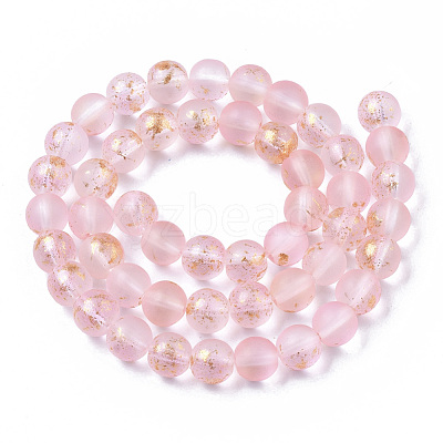 Frosted Spray Painted Glass Beads Strands X-GLAA-N035-03C-C06-1