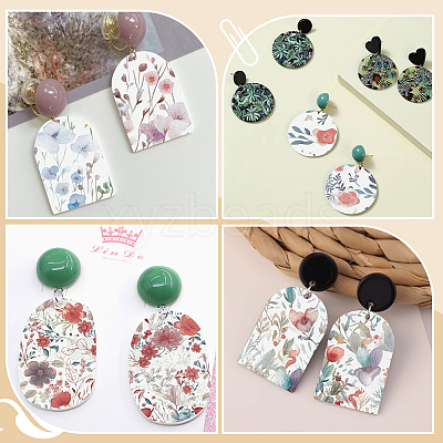 5Pcs 5 Styles Flower Pattern Ceramics Clay Water Transfer Paper STIC-UN0001-02-1