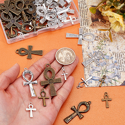 60Pcs 12 Styles Tibetan Style Zinc Alloy Pendants FIND-PH0024-83-1