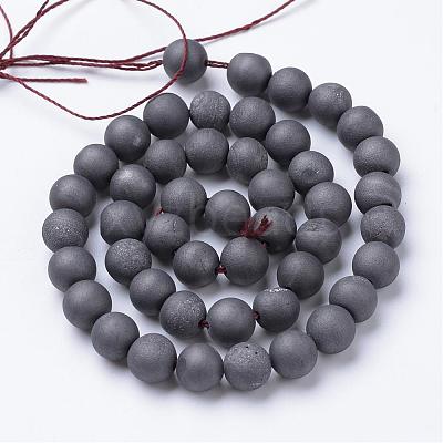 Electroplated Natural Druzy Geode Agate Bead Strands G-R345-8mm-52-1