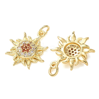 Brass Micro Pave Orange Cubic Zirconia Pendants CU-E003-16G-B-1