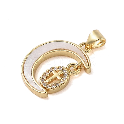 Brass Micro Pave Clear Cubic Zirconia Pendants KK-I712-49G-07-1