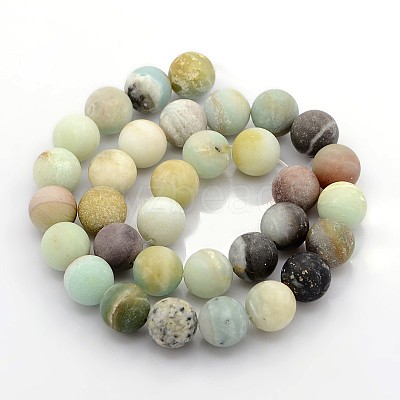 Natural Frosted Flower Amazonite Round Beads X-G-D616-8mm-1