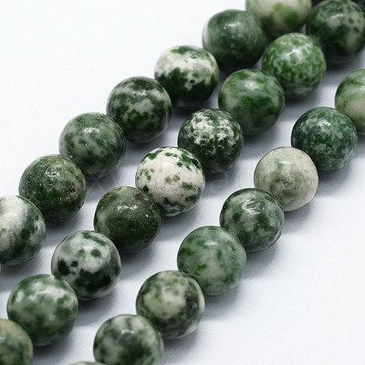 Natural Green Spot Jasper Beads Strands X-G-I199-30-6mm-1