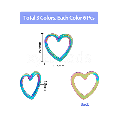 18Pcs 3 Colors 304 Stainless Steel Linking Ring STAS-UN0045-75-1
