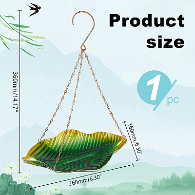 1Pc Leaf Iron Bird Hanging Feeder Tray AJEW-GA0007-34-1