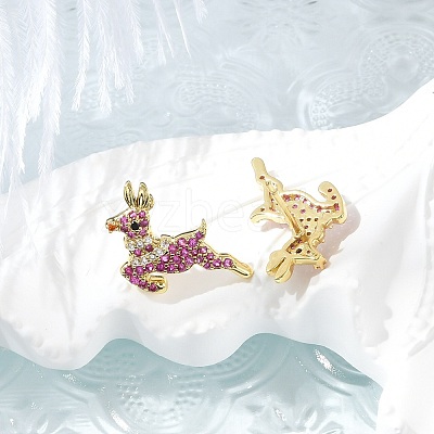Horse Brass Micro Pave Cubic Zirconia Stud Earrings EJEW-M077-13G-1