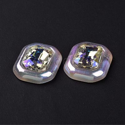 Rainbow Iridescent Plating Acrylic Cabochons OACR-E011-07-1