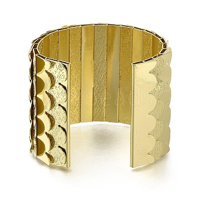 Alloy European American Exaggerated Open Cuff Fish Scale Pattern Bangles for Women BJEW-L697-002G-1