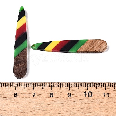 Jamaican Colour Epoxy Resin & Walnut Wood Pendants RESI-N039-122F-1