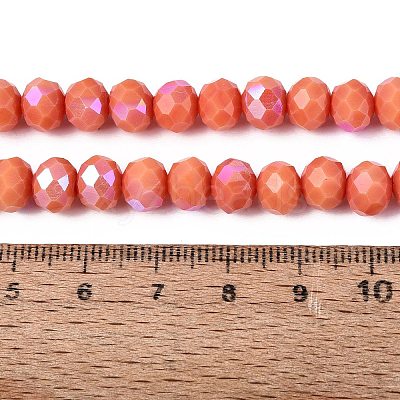 Electroplate Opaque Solid Color Glass Beads Strands EGLA-A034-P8mm-L03-1