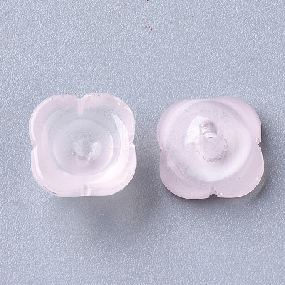 4-Petal Transparent Spray Painted Glass Bead Caps GGLA-S054-009A-04-1
