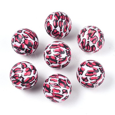 ABS Plastic Leopard Print Round Beads SACR-T017-75B-02-1