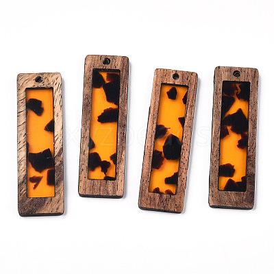 Transparent Resin & Wood Pendants WOOD-TADZ0001-03-01-1