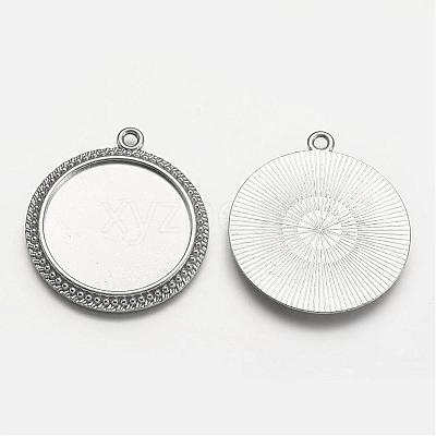 Flat Round Tibetan Style Pendant Cabochon Settings TIBE-C067-01P-NR-1