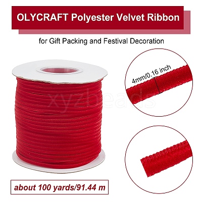 Polyester Velvet Ribbon for Gift Packing and Festival Decoration SRIB-M001-4mm-260-1