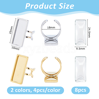 DIY Rectangle Finger Ring Kits DIY-DC0004-22-1