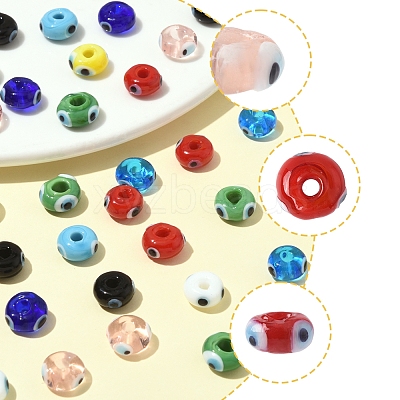 36Pcs 9 Colors Handmade Evil Eye Lampwork Beads LAMP-FS0001-23-1