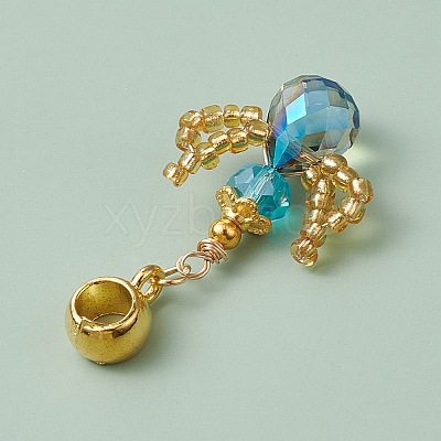 Glass Seed Beaded Woven European Dangle Charms PALLOY-MZ00356-1