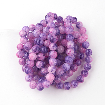 Baking Paint Crackle Glass Bead Strands DGLA-Q023-6mm-YS69-1