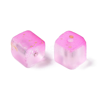 Frosted Glass Beads with Golden Glitter Powder X1-DGLA-NH001-8mm-01H-1