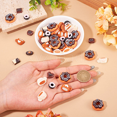 50Pcs 5 Styles Opaque Resin Imitation Food Cabochons CRES-TA0001-57-1