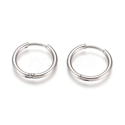 Tarnish Resistant 304 Stainless Steel Huggie Hoop Earrings EJEW-G272-02-14mm-P-1