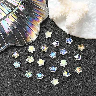 20Pcs 4 Colors Transparent Spray Painted & Frosted Glass Beads GLAA-YW0001-88-1