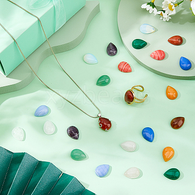 24Pcs 12 Styles Natural & Synthetic Mixed Gemstone Cabochons G-FH0002-53-1