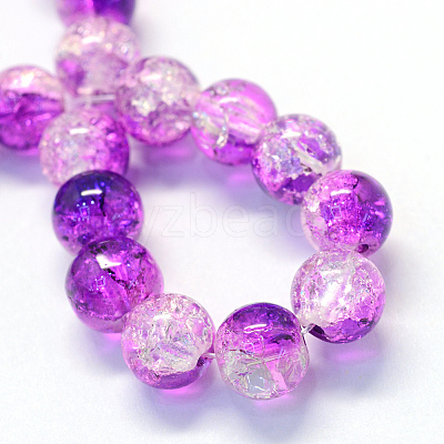 Baking Paint Transparent Crackle Glass Round Bead Strands DGLA-Q018-4mm-24-1