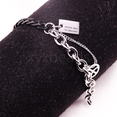 Two Tone Peace Symbol & Quote Charm Bracelets FS-WGFBFF4-03-1