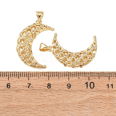 Brass Micro Pave Clear Cubic Zirconia Pendants KK-B184-01G-06-1