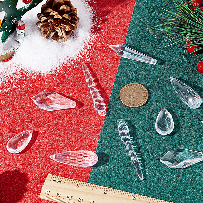 50Pcs 5 Style Transparent Acrylic Pendants TACR-SC0001-21-1