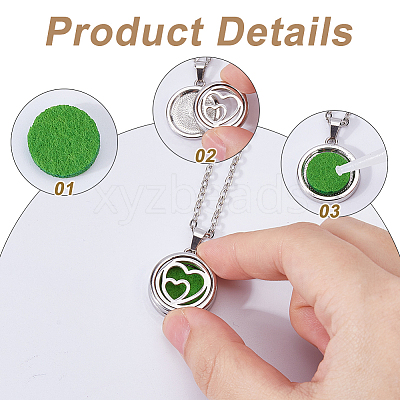 2 Sets Alloy Hollow Essential Oil Diffuser Perfume Locket Pendant 304 Stainless Steel Chain Necklaces NJEW-HS0001-22B-1